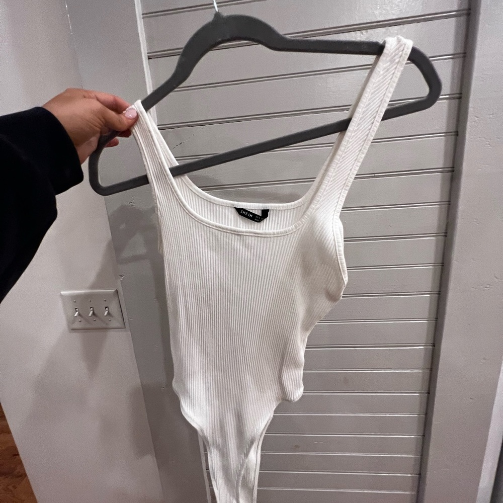 White rubbed body suit